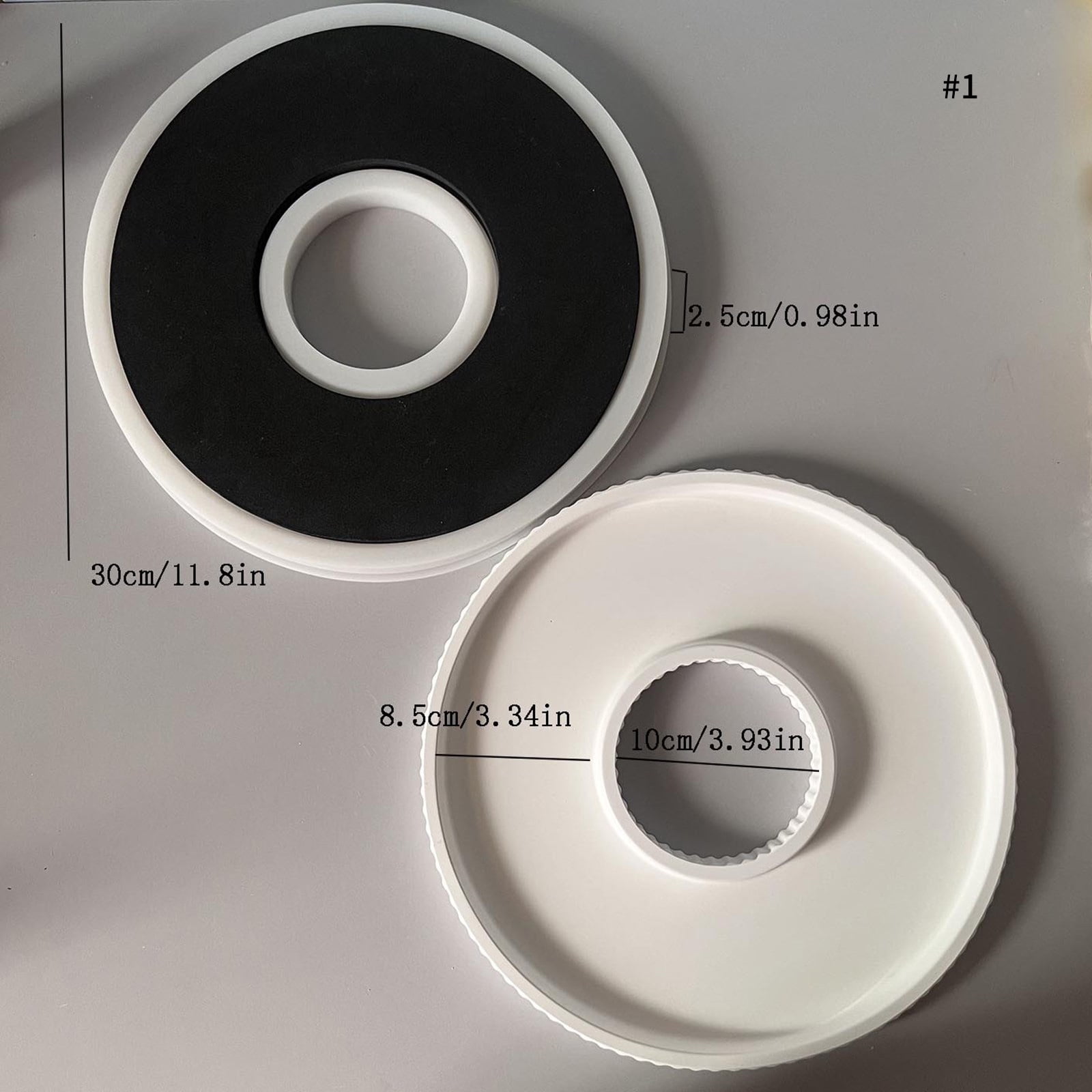 Flexible Silicone Striped Round Tray Casting Trays for Crafts Featuring Decorative Grooves Epoxy Resin Concrete Mold