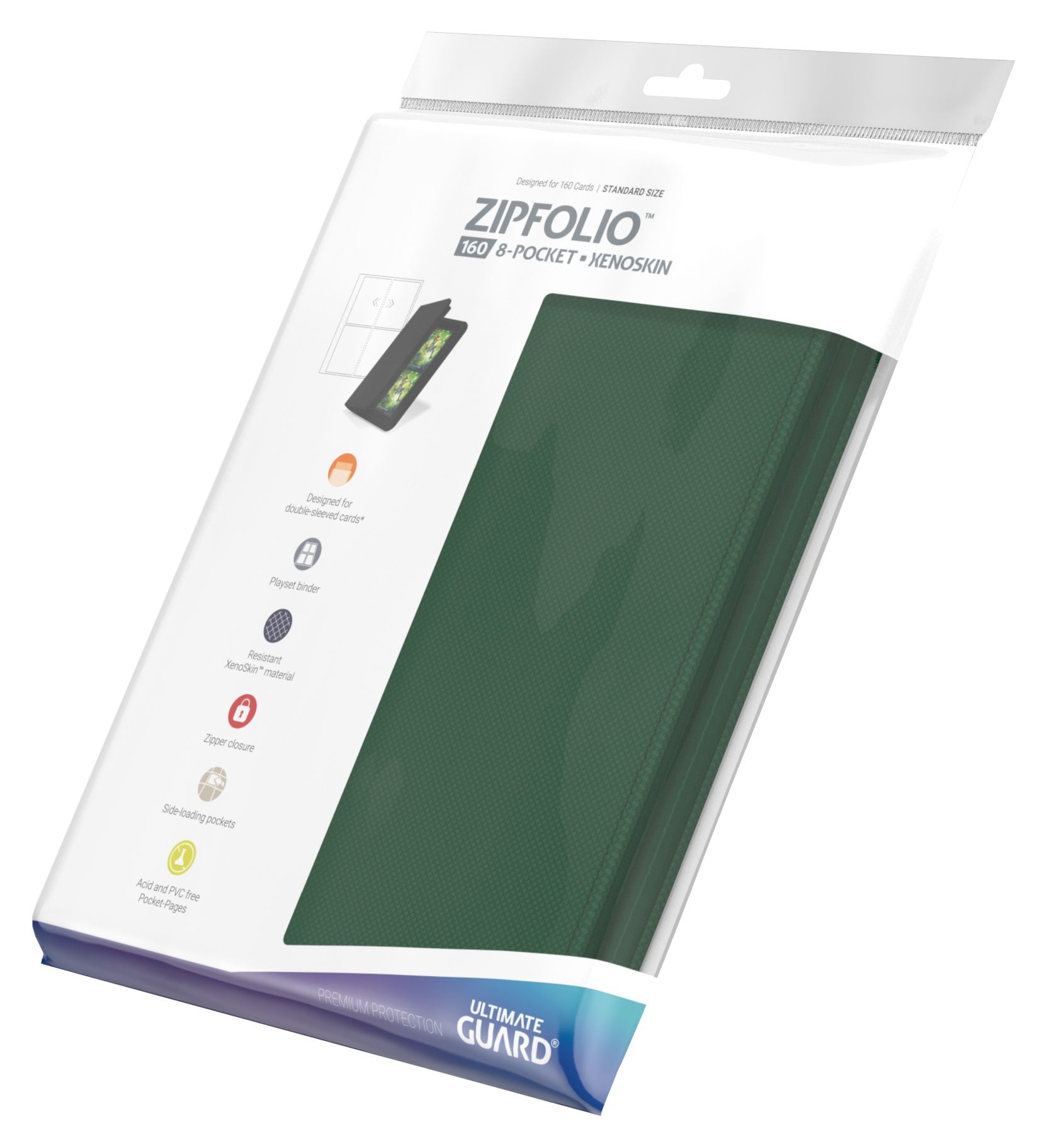 Ultimate Guard 4 Pocket Zipfolio Xenoskin Card Binder, Green