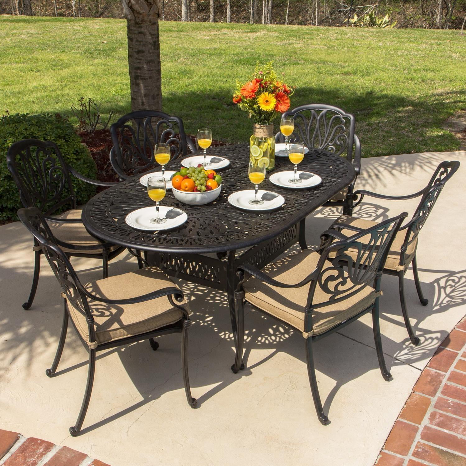 Lakeview Outdoor Designs Rosedown Cast, Wrought Iron Patio Dining Table For 6