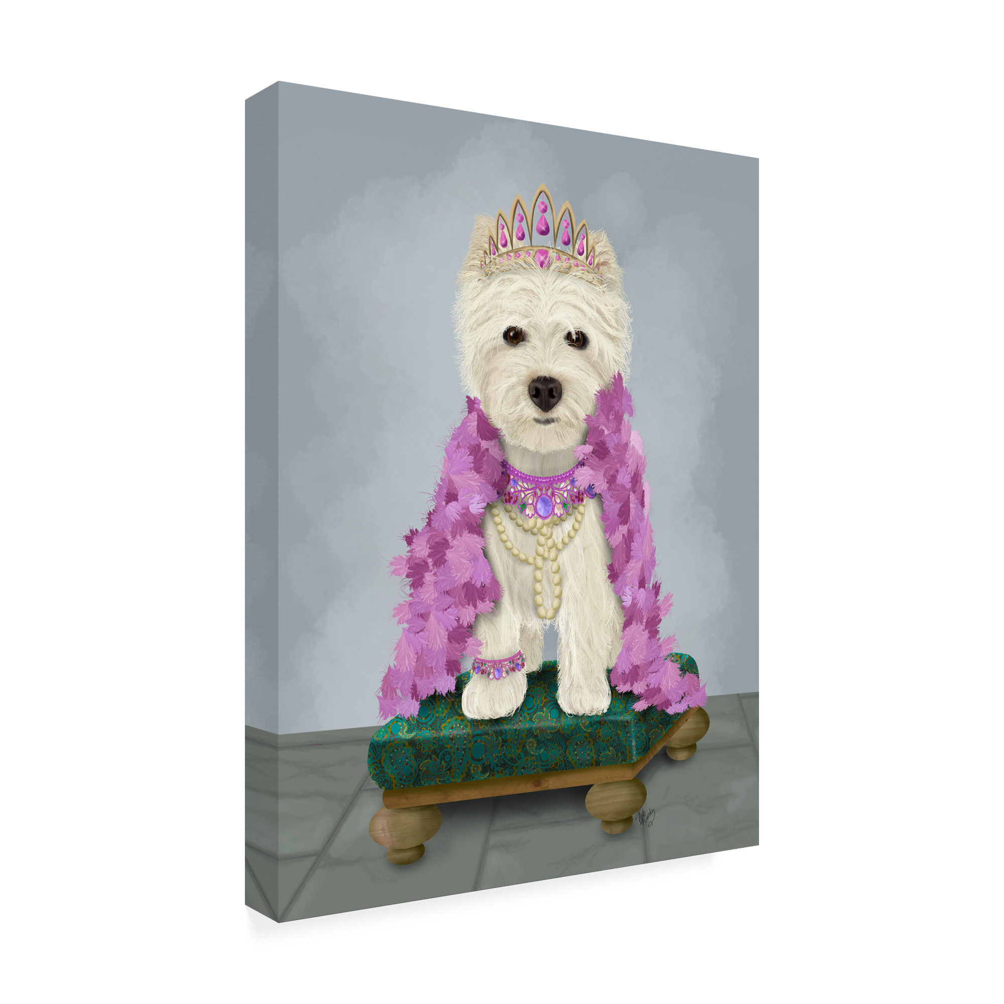 Trademark Fine Art 'West Highland Terrier with Tiara' Canvas Art by Fab Funky