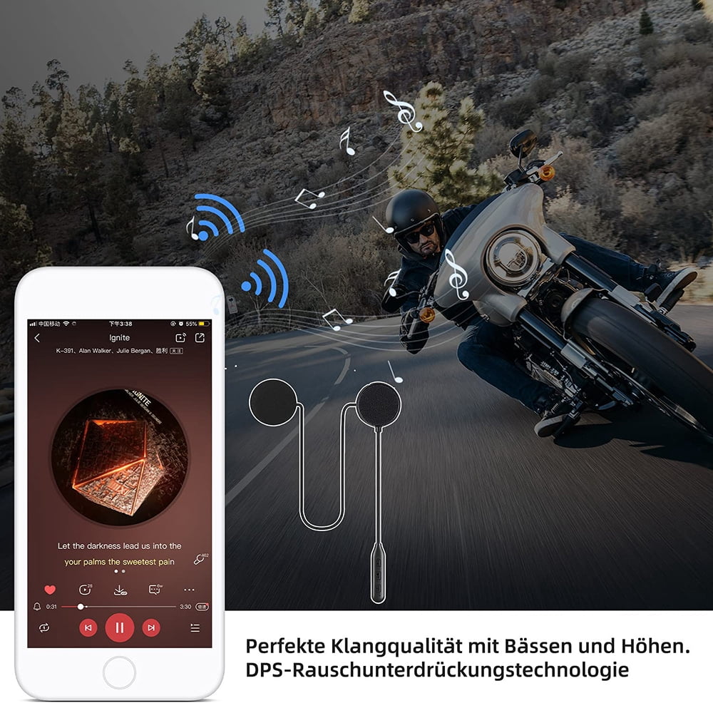Motorcycle Bluetooth Helmet Headphones, Superior Sound & Universal Pairing, Ideal for Cycling, Skiing Adventures (400mAh Li-ion Battery, 20 Hours Nonstop Fun)