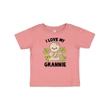 

Inktastic Cute Sloth I Love My Grannie with Green Leaves Gift Baby Boy or Baby Girl T-Shirt