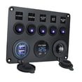 thumbnail image 3 of Panel de Interruptor de 5 Bandas shamjiam con Luz Multifunción para Remolque de Vehículos Marinos Automotrices RV luz azul, 3 of 8