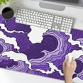 thumbnail image 7 of Japanese Purple White Wave Gaming Mouse Pad XL Cartoon Sea Texture Extended Large Desk Cover Big Table Mat Non-Slip Rubber Base Stitched Edge Long Keyboard Playmat Office,31.5×11.8 inch, 7 of 7