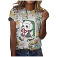 thumbnail image 1 of LUOGENLI T-shirts pour Femmes Classique Quotidien Manches Courtes Rétro Mahjong Tendance Décontracté Col Rond T-shirts Graphiques pour Femmes Jour de la Saint-Patrick Blanc P, 1 of 4
