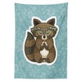 thumbnail image 3 of Ambesonne Cartoon Tablecloth Rectangular Table Cover, Raccoon on Meadow, 60"x90", Dark Green Turquoise, 3 of 4