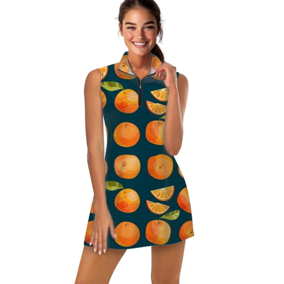 Monday Start with Oranges in the Dark Sports Dresses Women Tennis Dress Outdoor Badminton Golf Quick-Drying And Breathable Sports Dress