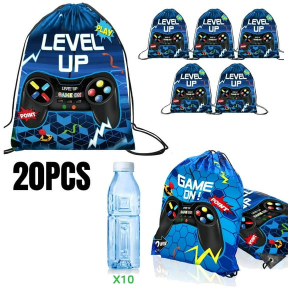 20 Pack Video Game Paper Gift Bags for Kids Gaming Gamer Theme Birthday Party Favors Goodies, 12 x 10in