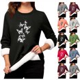 thumbnail image 2 of ShiShine Women's Warm Plush Lined Crewneck Sport Sweatshirt Pullover Loungewear Fashion Butterfly Print Tops, 2 of 4