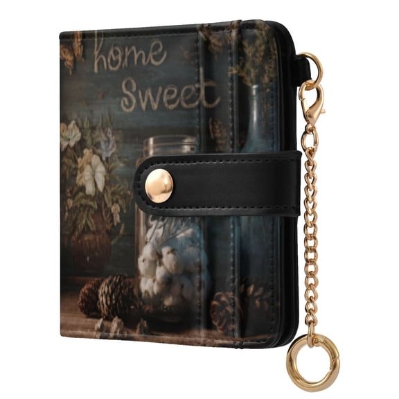 Qxltty Home Sweet Ladies Wallet Rfid Slim Thin Compact Credit Card Women Wallet Zipper Coin Pocket and ID Window for Female Gifts