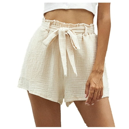 

NECHOLOGY Silk Pajamas for Women Shorts Set with Pockets Casual Loose Solid Color Shorts Wide Leg Ladies Denim Shorts for Women Shorts White Large