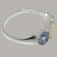thumbnail image 3 of LBG British Made 10k White Gold Ring with Natural Opal & Tanzanite Womens Engagement Ring - 33 size options - Size 7.25, 3 of 7