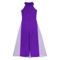 thumbnail image 5 of Mufeng Girls Formal Flower Jumpsuit Halter Sleeveless Dressy Overalls One Piece Long Pants Romper Purple 10, 5 of 7