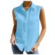 thumbnail image 2 of Fiudx Ofertas Del Día Blusas con Bolsillos y Botones Sin Mangas con Cuello Vuelto de Verano para Mujer a La Moda, 2 of 6