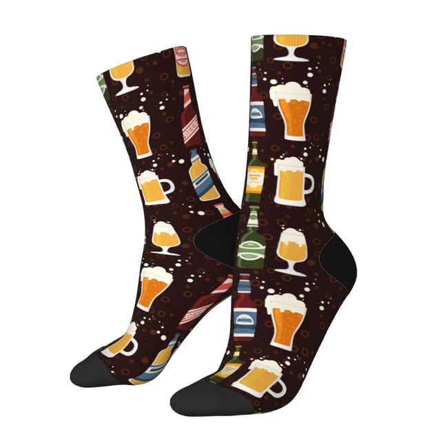 Fotbe Beer Bottles1 Calcetas Largas con Estampado para Hombre y Mujer – Calcetas de Compresión Transpirables y Elásticas, Viajar y Uso Diario Talla 5-11