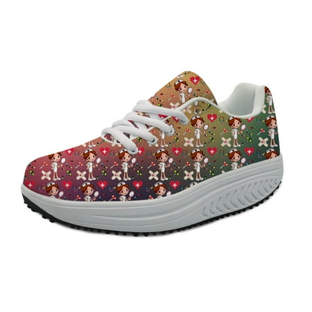 

Autumn Women Flats Platform Shoes Heightreasing Ladies Nurse Black Wedge Casual Swing Slimming Shoes for