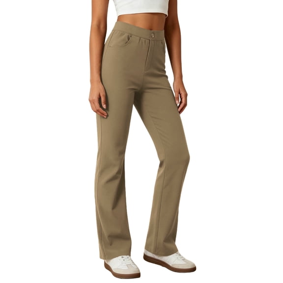 Womens Yoga Pants with Pockets High Waisted Leggings Yoga Dress Pants Tummy Control Stretch Casual Straight Leg Bottoms