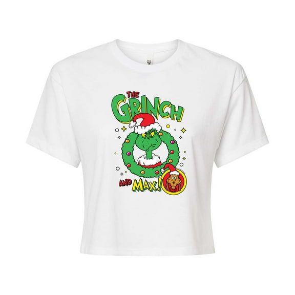 The Grinch - Grinch And Max - Juniors Cropped Cotton Blend T-Shirt