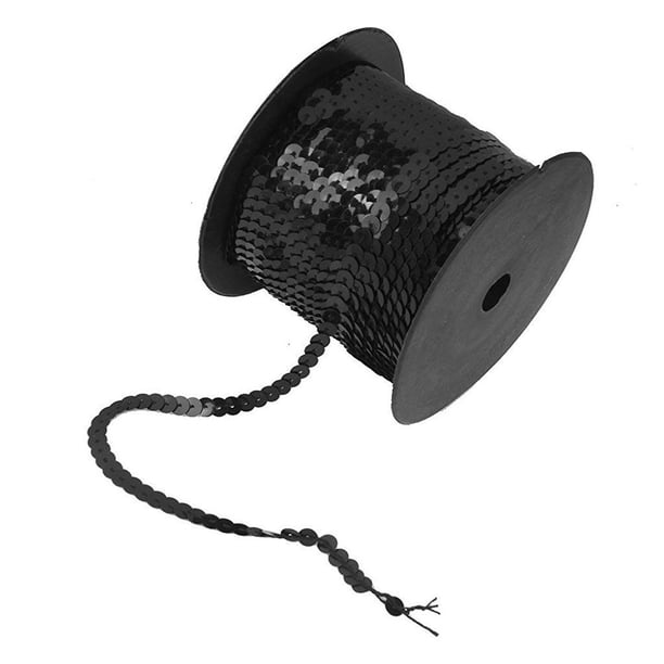 EeaseMX Lentejuelas planas metálicas de 6 mm, holográficas y facetadas, para crear tus propias prendas (negras)