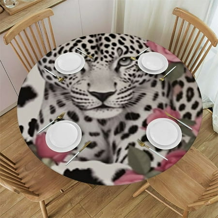 

Cute Round Tablecloth with Elastic Edge Fitted Table Cover Picnic Table Cover for Indoor
