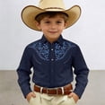 thumbnail image 2 of QHFBli Boys Western Cowboy Shirt Embroidered Long Sleeve Casual Button Down Shirt, 2 of 4
