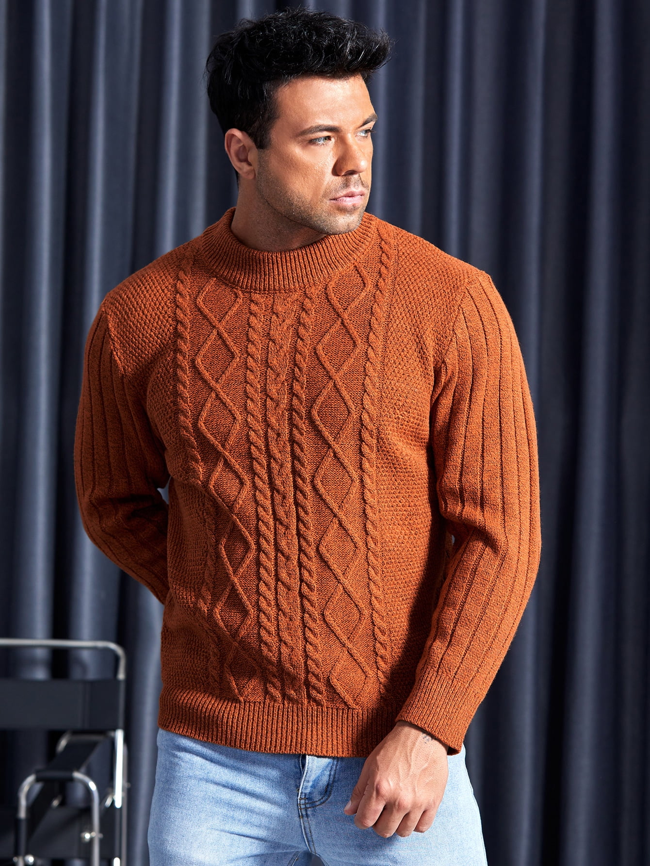 rust mock neck sweater