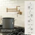 thumbnail image 3 of Wowow Pot Filler Faucet Gold, Wall Mount Kitchen Folding Faucet 2 Handle with Double Joint Swing Arms Brass Stove Faucet, 3 of 8