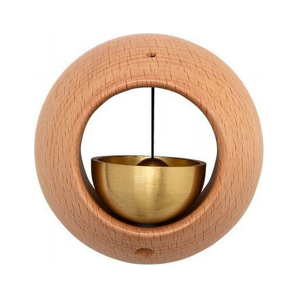Danhjin The Doorbell Wooden Dopamine Doorbell Entry Reminder Small Round Wind Chime Suction Door Housewarming Gift Room Decor