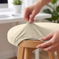 thumbnail image 4 of Round Bar Stool Cover Elastic Slipcover for Swivel Rolling Stools, Fits 12-15 Inch Seat, Linen Textured , 1 Pack, 4 of 6