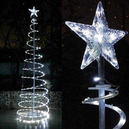 Yescom 6ft 182 Led Spiral Tree Light Star Topper Cool Yescom 6ft 182 Led Spiral Tree Light Star Topper Cool White Battery Powered Indoor Outdoor Holiday Decor Lamp Com
