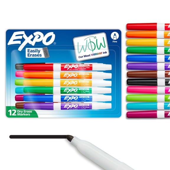 Low Odor Dry Erase Marker, Fine Tip, Assorted Colors