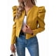 thumbnail image 1 of Chaqueta Corta de Larga para Mujer, con Cremallera, Abrigo, Ropa de Abrigo, Atuendo de Otoño, Chaquetones Amarillo Brillante M, 1 of 9