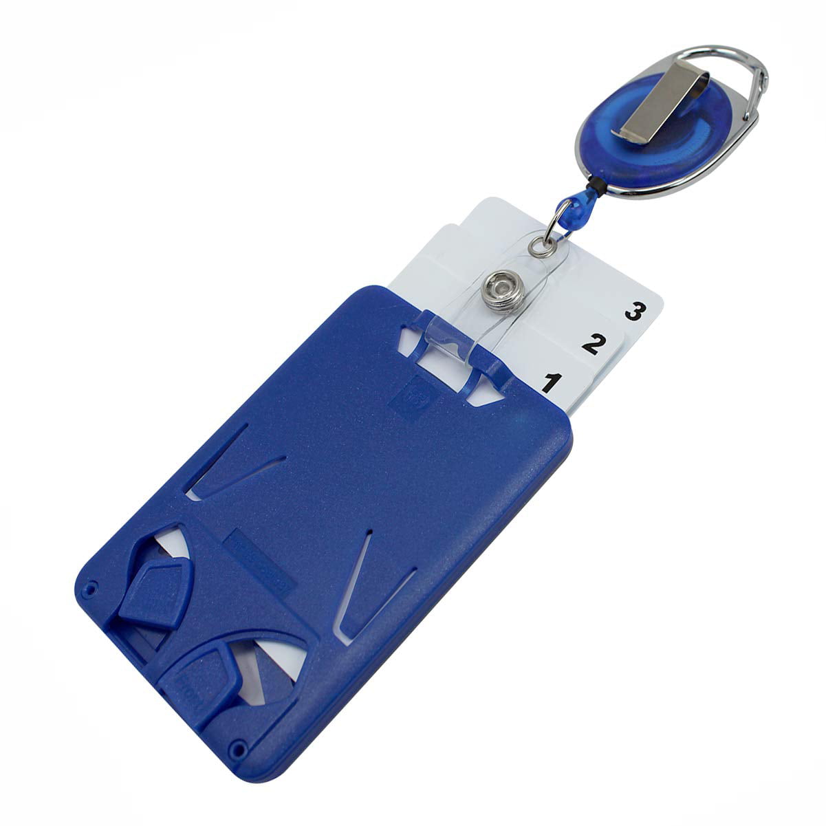 ID Card Case + Heavy Duty Lanyard (Black) + Badge Holder Retractable Reel Carabiner and Plastic Clip