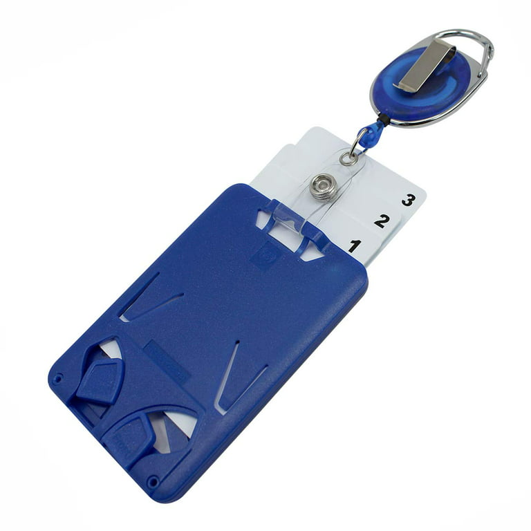 Lanyard Key Chain Badge Holder - Twin Pack Tri Blue