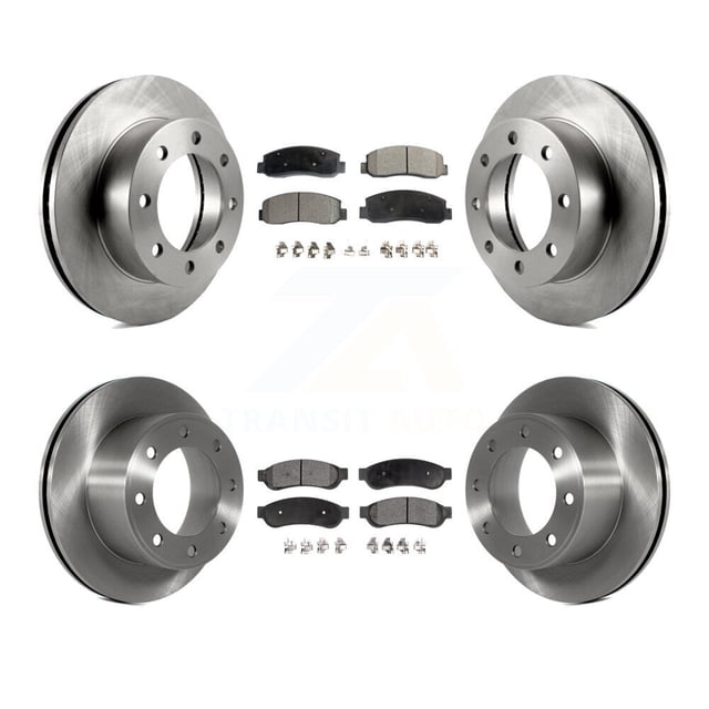 Transit Auto Front Rear Disc Brake Rotors and Semi-Metallic Pads Kit for Car 2008-2009 Ford F-250 Super Duty 4WD with Single Wheels K8F-100868
