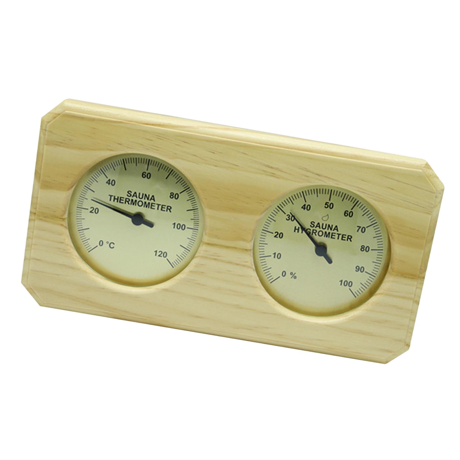 Nishiyuenyi Hygrometer Wooden Thermometer, Sauna Hygrothermograph Gauge Humidity Temperature Horizontal