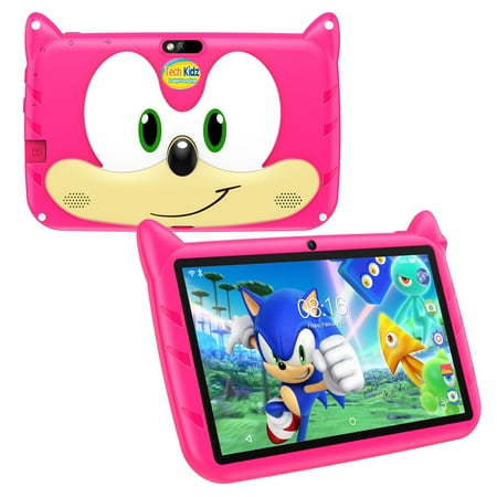 Tech Kidz Toy Computer 32GB Toy Tablet for Kids 7 inch Lots of Free Content Pre-Installed, Kids Learning Android Tablet with WiFi, YouTube, Parental Control, Age 3+ (Pink)