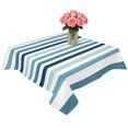 thumbnail image 2 of Teal Blue Stripe Table Cloth Waterproof Tablecloths, Ombre Geometric Aqua Vertical Striped Tablecloth Dining Table Cover for Kitchen Party Tabletop Outdoor, Square Tablecloth 60x60 Inch, 2 of 9