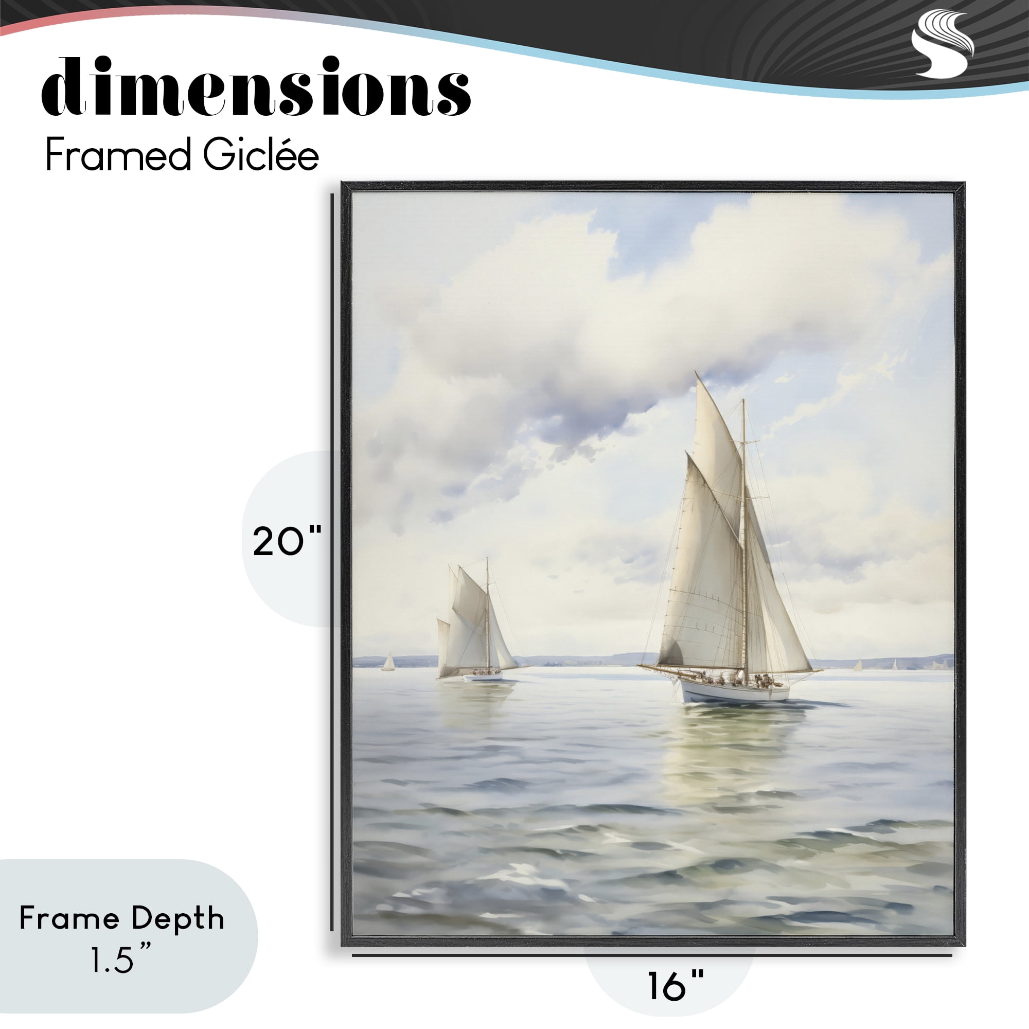 Stupell Industries Sailing Toward a Tranquil Horizon Black Framed Giclee Art, design by LSR Design Studio