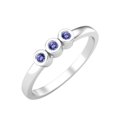 thumbnail image 2 of Tiny Round Shape Tanzanite Stackable Women Ring 925 Sterling Silver Delicate Jewelry, 2 of 3