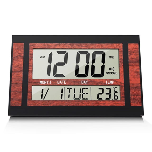 Reloj de Pared Digital LCD Gran NúMero Tiempo Temperatura Calendario Alarma Mesa Escritorio Reloj DiseñO Moderno Oficina Hogar Negro