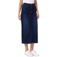thumbnail image 4 of INSPIRE CHIC Denim Skirt for Women Elastic Waist Split Back Pockets Maxi Length Long Jean Skirts XS Deep Blue, 4 of 6