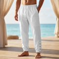thumbnail image 2 of Plus Size Men's Cotton Loose Casual Drawstring Elastic Waist Sports Pants, Sweatpants, Joggers, Solid Color with Pockets, Straight Leg Comfort Fit, Quick Dry Breathable, Gym, 2 of 9
