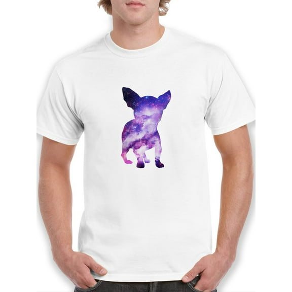 Chihuahua Cool Galaxy Graphic Silhouette Men White T-Shirt, Male Medium