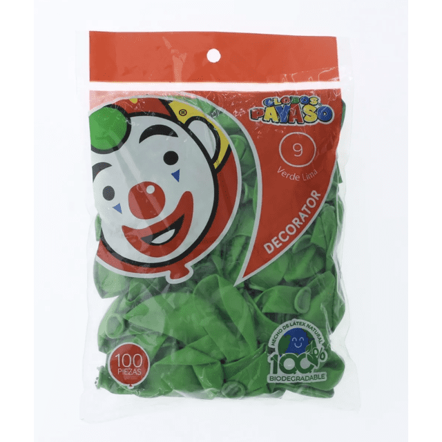 Globos Payaso Bolsa De 100 Pz Color Verde Limon