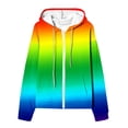 thumbnail image 6 of Zip Up Hoodie Women, Women's Ombre Zip Up Hoodie Long Sleeve Gradient Color Athletic Jacket with Drawstring and Pockets Casual Lightweight Hooded Sweatshirt Outerwear, 6 of 7