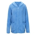 thumbnail image 6 of Fleece Jacket Women Winter Warm Full Zip Up Fuzzy Sherpa Coats with Coat Sky Blue M, 6 of 9