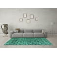 thumbnail image 3 of Ahgly Company Machine Washable Indoor Rectangle Abstract Turquoise Blue Modern Area Rugs, 2' x 5', 3 of 4