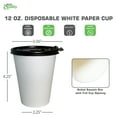 thumbnail image 2 of 12 oz Disposable White Paper Coffee Cups with Black Flat Lids, Recyclable Hot/Cold Beverage Paper Drinking Cups with Lids for Tea, Water, Coffee, Travel, Picnic, Breakroom, Office (25 PACK), 2 of 5