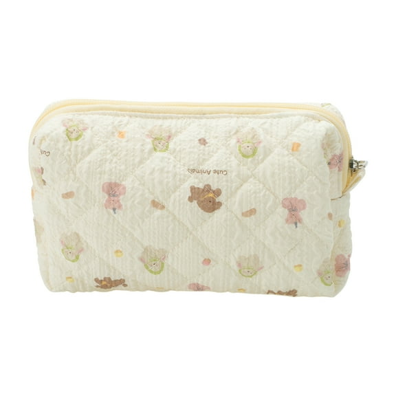 Unique Bargains 1 Pc Puppy Makeup Bag for Travel Beige Polyester